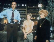 Christopher Lee, Ike Eisenmann and Bette Davis in Return from Witch Mountain.
